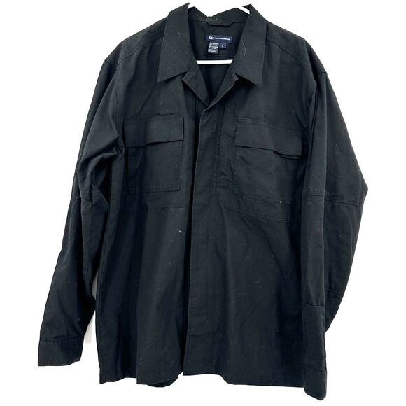 5.11‎ Tactical Size Large Button Up Long Sleeve Shirt Black Double Pocket - Picture 1 of 6